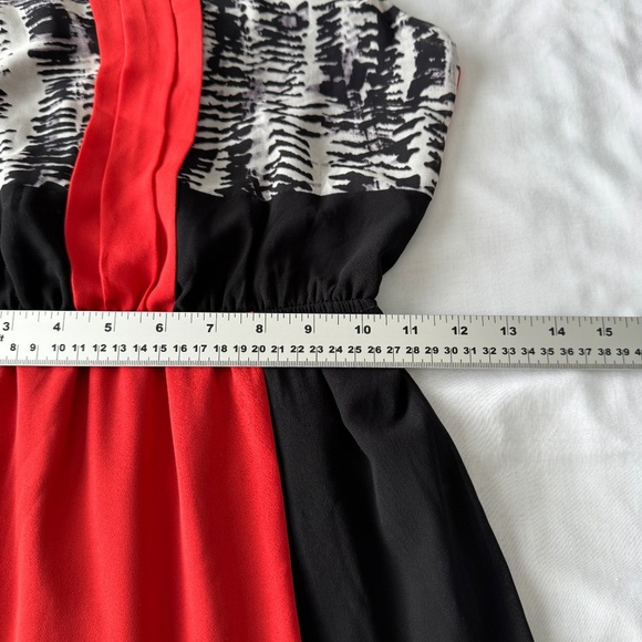 Maurices X-Small Split Front Maxi Dress Red/Black/White Babydoll Spaghetti Strap - Picture 10 of 16